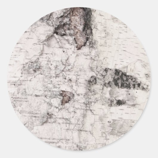 Birch bark pattern classic round sticker (Voorkant)