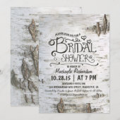 Birch Bark Rustic Country Bruids Douche Uitnodigin Kaart (Voorkant / Achterkant)