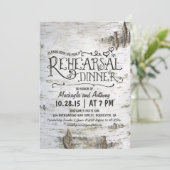 Birch Bark Rustic Country Repetitie Diner Uitnodig Kaart (Staand voorkant)