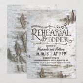 Birch Bark Rustic Country Repetitie Diner Uitnodig Kaart (Voorkant / Achterkant)