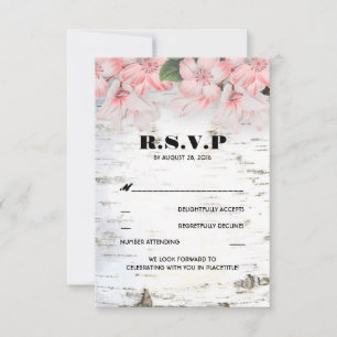 Birch Bark Rustic Country Wedding RSVP-kaarten RSVP Kaartje