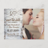 Birch Bark Rustieke Boom Bruiloft Save the Date Ka Aankondigingskaart (Voorkant)