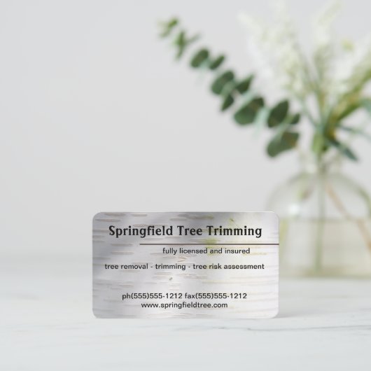 Birch Bark Rustige Natuur Aangepaste naam Visitekaartje (Staand voorkant)