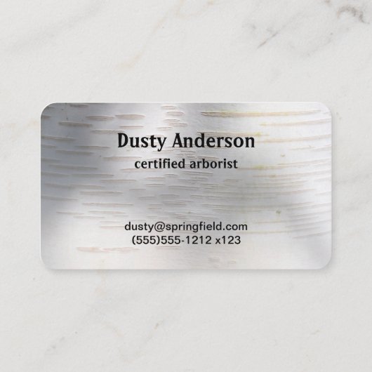 Birch Bark Rustige Natuur Aangepaste naam Visitekaartje (Achterkant)