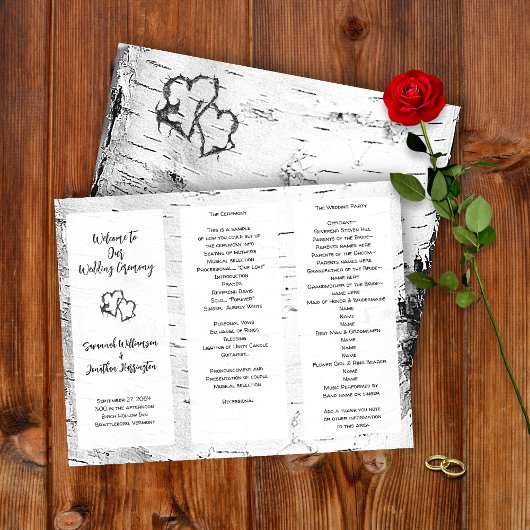Birch Bark Wedding Ceremony Programma's Gevouwen