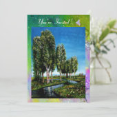 BIRCH-BOMEN IN TUSCANY, gele groene paarse glans Kaart (Staand voorkant)