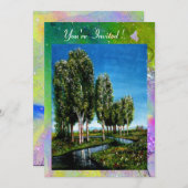 BIRCH-BOMEN IN TUSCANY, gele groene paarse glans Kaart (Voorkant / Achterkant)