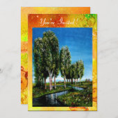 BIRCH-BOMEN IN TUSCANY, groene bruine geelsparken Kaart (Voorkant / Achterkant)