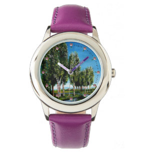 BIRCH BOMEN IN TUSCANY LANDSCAPE HORLOGE