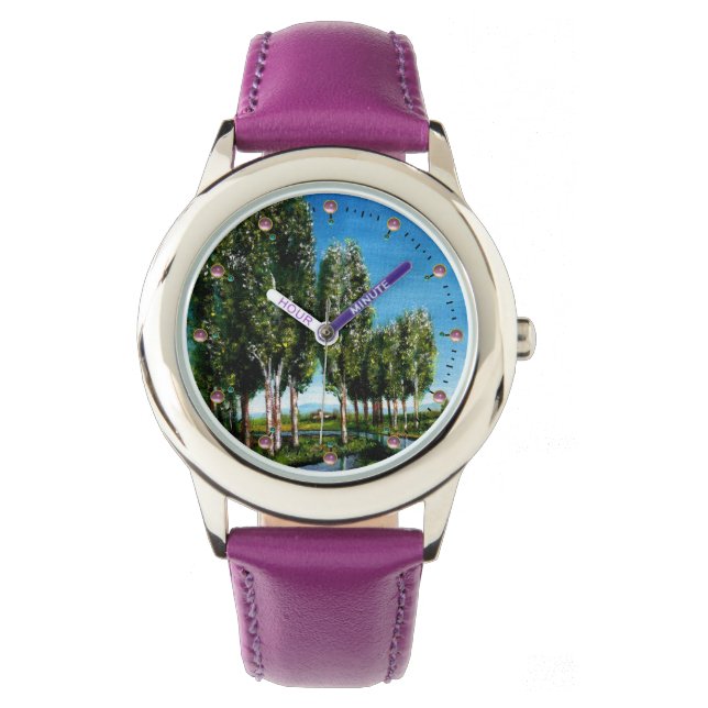 BIRCH BOMEN IN TUSCANY LANDSCAPE HORLOGE (Voorkant)