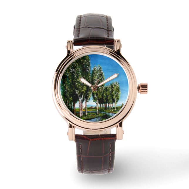 BIRCH BOMEN IN TUSCANY LANDSCAPE HORLOGE (Voorkant)
