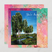 BIRCH-BOMEN IN TUSCANY, roze groene goudsparken Kaart (Voorkant / Achterkant)