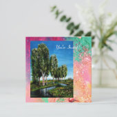 BIRCH-BOMEN IN TUSCANY, roze groene goudsparken Kaart (Staand voorkant)