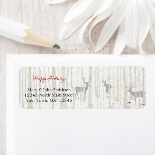 Birch Bossen Deer Holiday Return Label (Insitu)