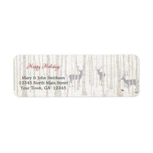 Birch Bossen Deer Holiday Return Label (Voorkant)