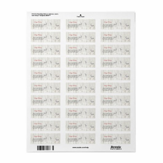 Birch Bossen Deer Holiday Return Label (Full Sheet)