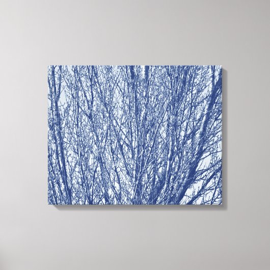 Birch Branches - Cyanotype-effect Canvas Afdruk (Voorkant)