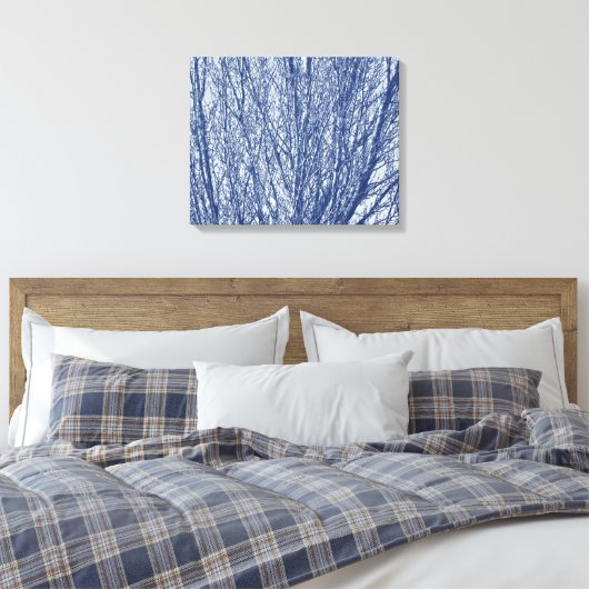 Birch Branches - Cyanotype-effect Canvas Afdruk (Insitu (Slaapkamer))