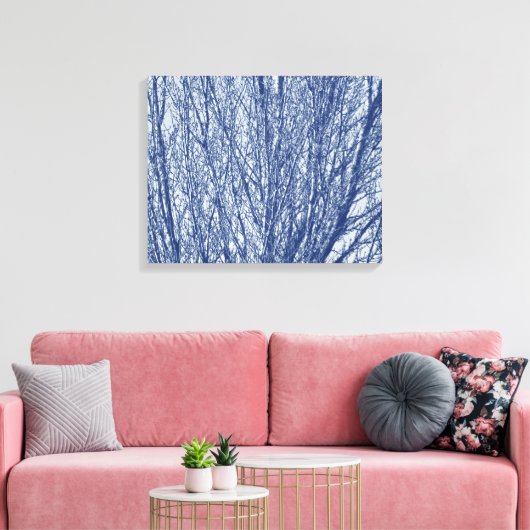 Birch Branches - Cyanotype-effect Canvas Afdruk (Insitu (Woonkamer))