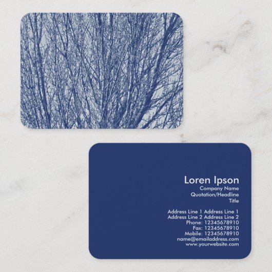 Birch Branches - Cyanotype-effect Visitekaartje (Voorkant / Achterkant)