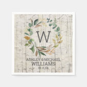 Birch Eucalyptus Greenery Wreath Monogram Wedding Servet (Voorkant)