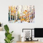 Birch Forest Landscape Home Decor Poster (Thuiskantoor)