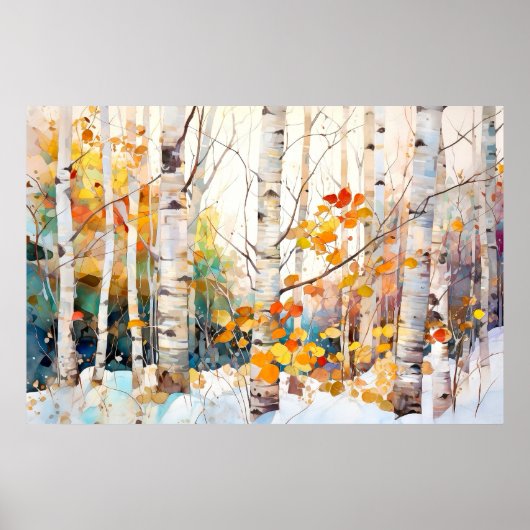 Birch Forest Landscape Home Decor Poster (Voorkant)