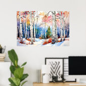 Birch Forest Landscape Poster (Thuiskantoor)