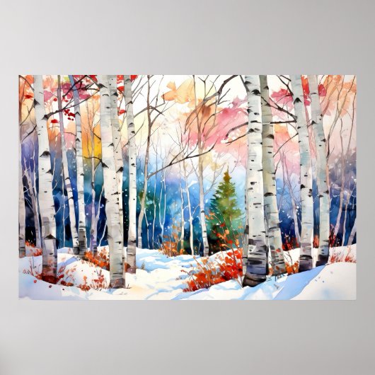 Birch Forest Landscape Poster (Voorkant)