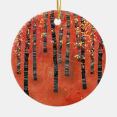 Birch Forest Red Keramisch Ornament (Voorkant)