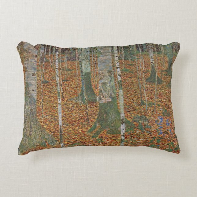 Birch Forest van Gustav Klimt,  Art Nouveau Accent Kussen (Voorkant)
