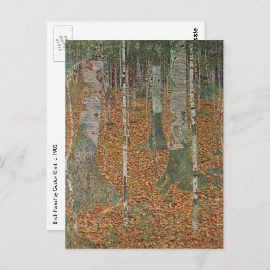 Birch Forest van Gustav Klimt,  Art Nouveau Briefkaart (Voorkant / Achterkant)