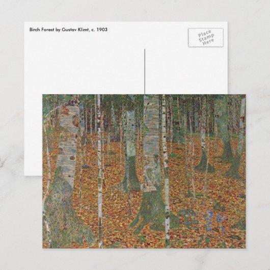 Birch Forest van Gustav Klimt,  Art Nouveau Briefkaart (Voorkant / Achterkant)