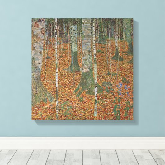 Birch Forest van Gustav Klimt, Art Nouveau Canvas Afdruk (Insitu (Houten vloer))
