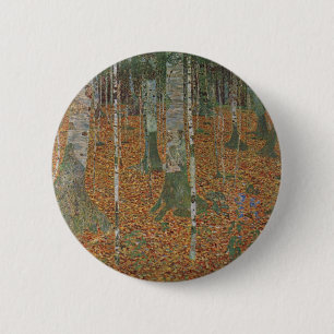 Birch Forest van Gustav Klimt,  Art Nouveau Ronde Button 5,7 Cm