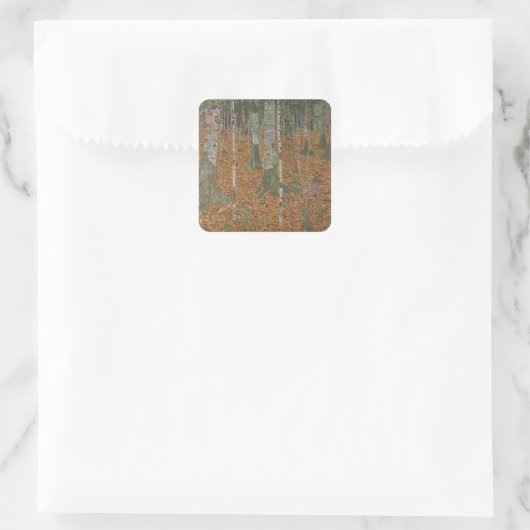 Birch Forest van Gustav Klimt,  Art Nouveau Vierkante Sticker (Tas)