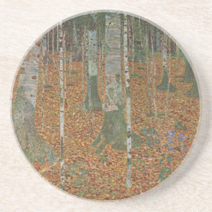 Birch Forest van Gustav Klimt,  Art Nouveau Zandsteen Onderzetter