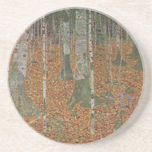 Birch Forest van Gustav Klimt, Art Nouveau Zandsteen Onderzetter (Voorkant)