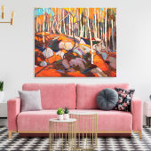 Birch Grove, herfst | Tom Thomson | Canvas Afdruk (Insitu (Woonkamer))