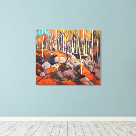 Birch Grove, herfst | Tom Thomson | Canvas Afdruk (Insitu (Houten vloer))