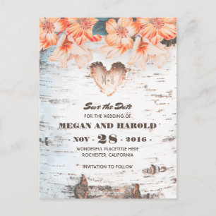Birch Heart Rustic Country Herfst Save the Date Aankondigingskaart