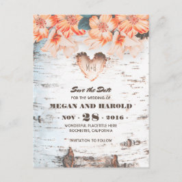 Birch Heart Rustic Country Herfst Save the Date Aankondigingskaart