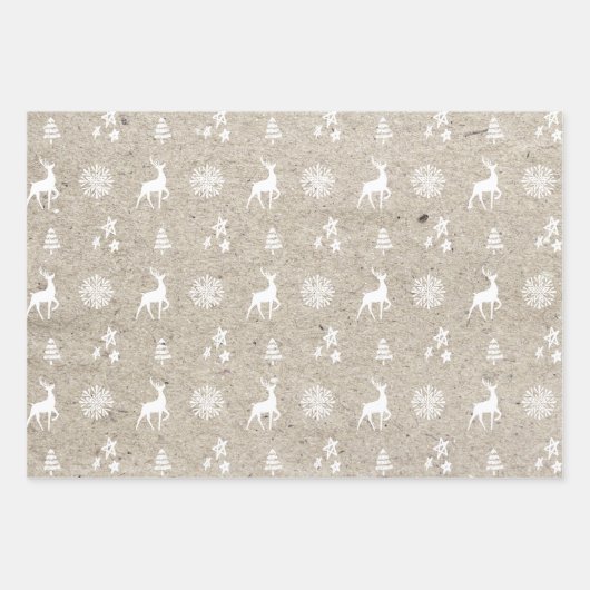 Birch Kraft Paper Moderne kerstboom & rendierpapie (Voorkant)