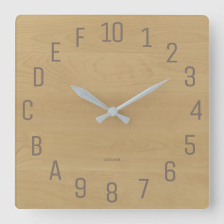 Birch-look hexadecimale geek vierkante klok