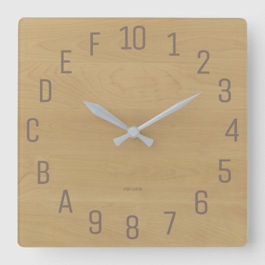 Birch-look hexadecimale geek vierkante klok (Voorkant)