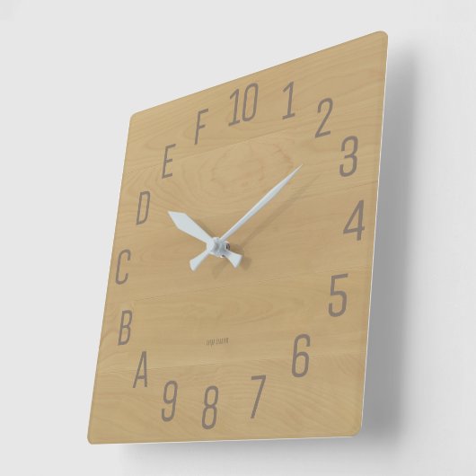 Birch-look hexadecimale geek vierkante klok (Hoek)