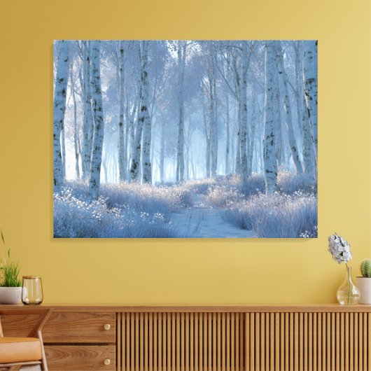 Birch Radiant Snow Forest  Canvas Afdruk (Insitu (Woonkamer))