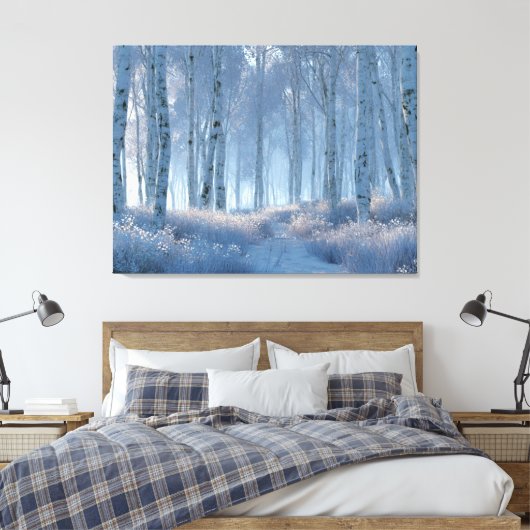 Birch Radiant Snow Forest Canvas Afdruk (Insitu (Slaapkamer))