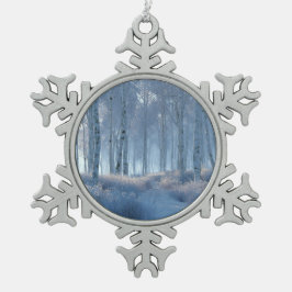 Birch Radiant Snow Forest  Tin Sneeuwvlok Ornament