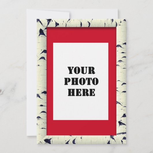 Birch Tree Bark Lijst Rood Diner Pet Afstuderen Kaart (Achterkant)